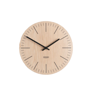 Wooden clock with metal hands